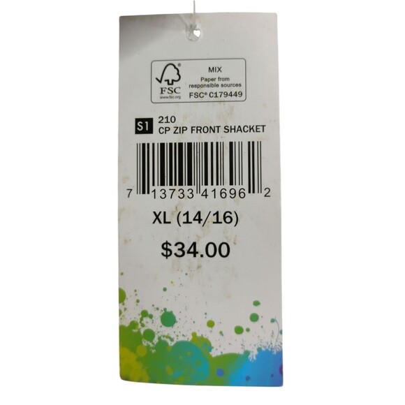 Colorful Planet Jacket green size XL Shacket Zip Front with Pockets - Picture 5 of 13